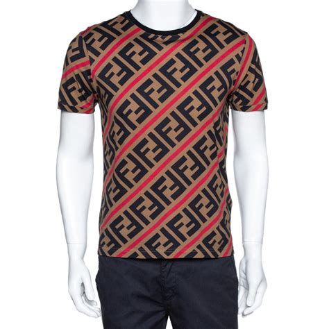 Shop Fendi Brown Zucca Diagonal FF Print T